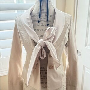 Elegant Cream Women's Jacket with Bow Detail